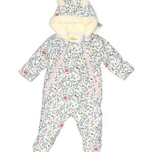 Mini Boden Floral Print Kids Footie with Hood